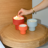 FRIDA Medium Podium Candle White Greige